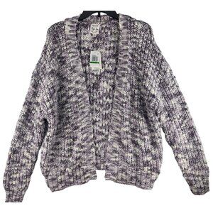 Hippie Rose Lavender Combo Open Cardigan Sweater L